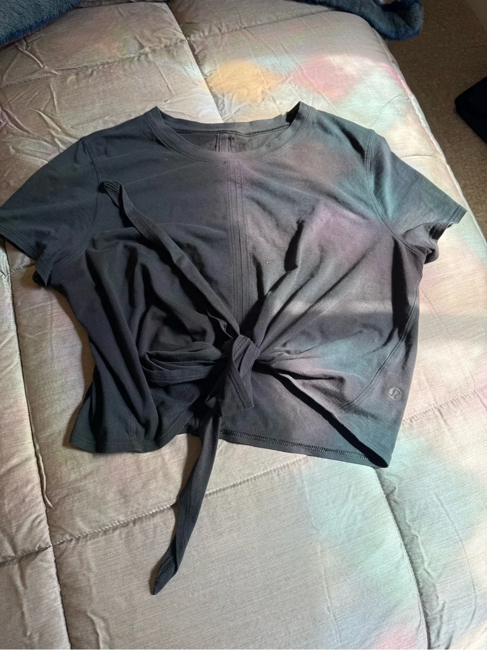 lululemon athletica Black Tie-Front Short Sleeve Tee